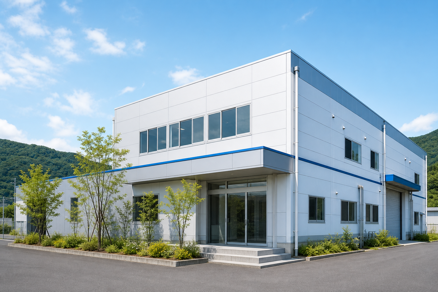 近代的な精密加工工場の外観